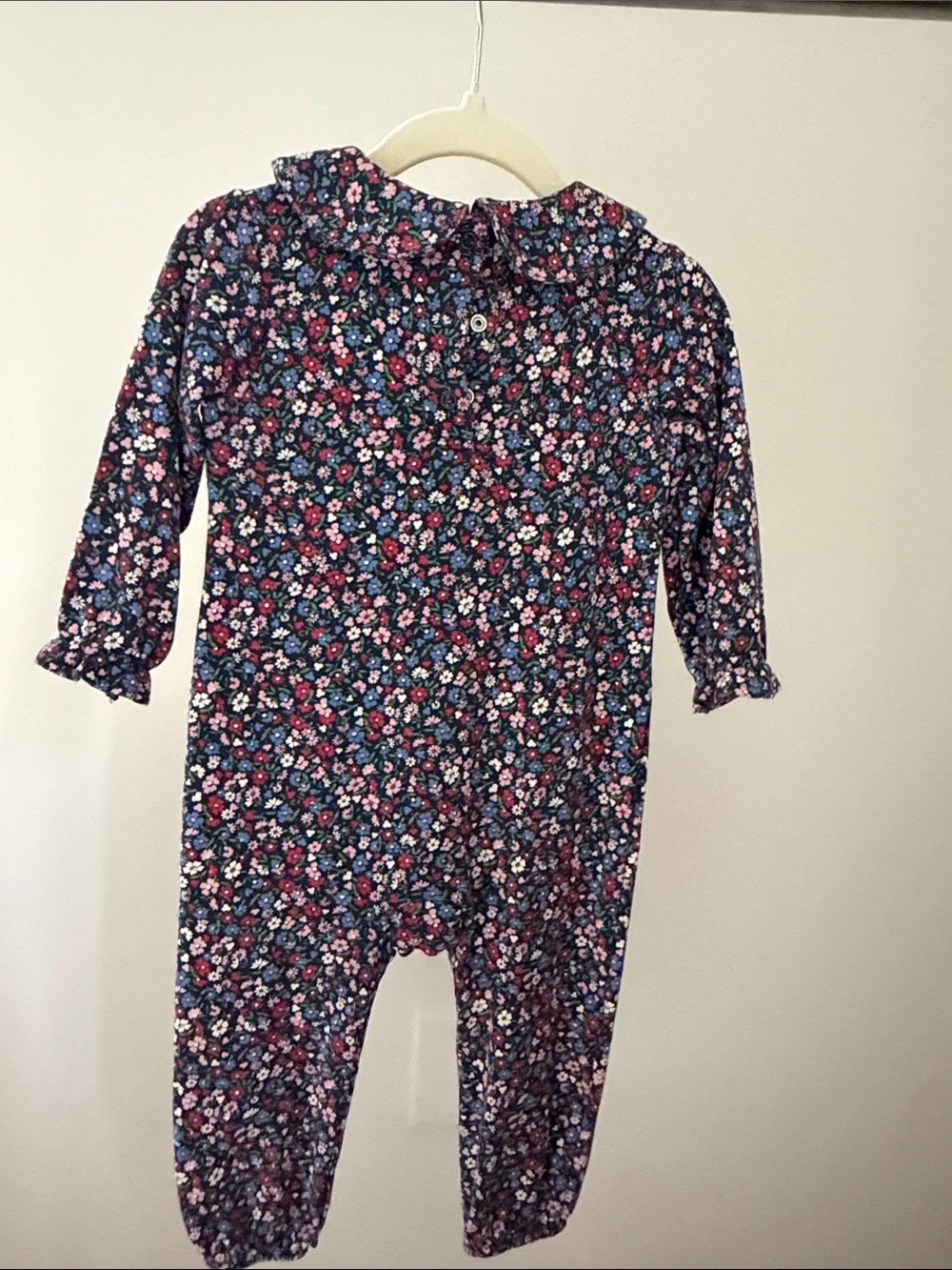 The Beaufort Bonnet Company Fairfax Floral Navy One-Piece with Pink Trim